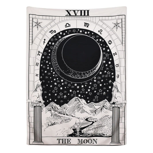 "The Moon" Tarot Monochroom Wandtapijt