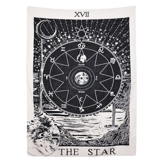 "The Star" Tarot Monochroom Wandtapijt