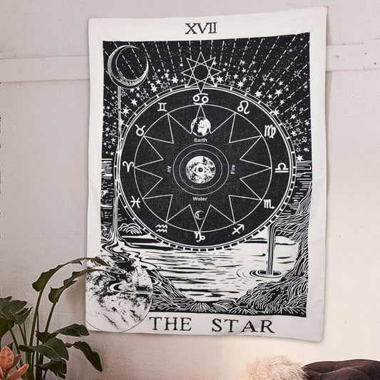 "The Star" Tarot Monochroom Wandtapijt
