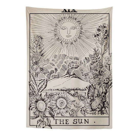 "The Sun" Tarot Monochroom Wandtapijt