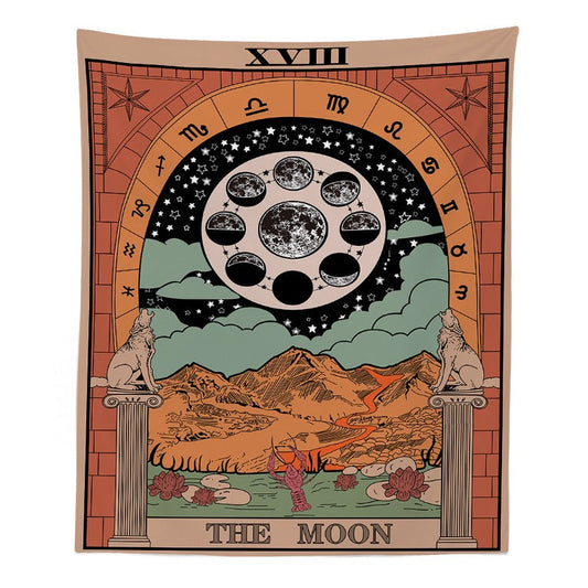 "The Moon" Tarot Gekleurd Wandtapijt