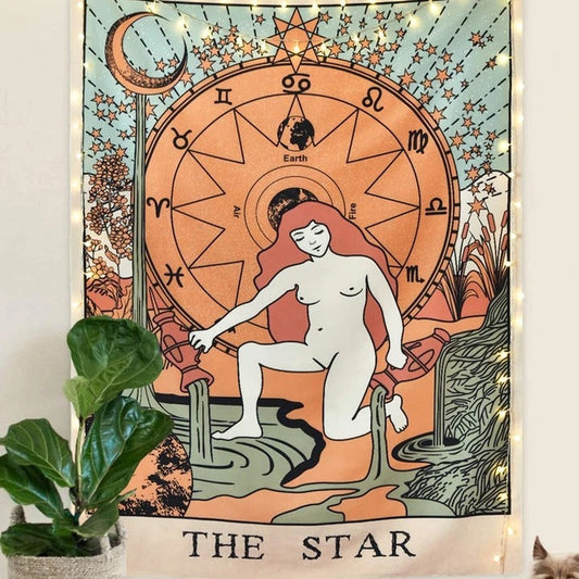 "The Star" Tarot Gekleurd Wandtapijt