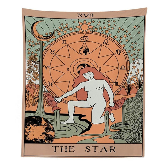 "The Star" Tarot Gekleurd Wandtapijt