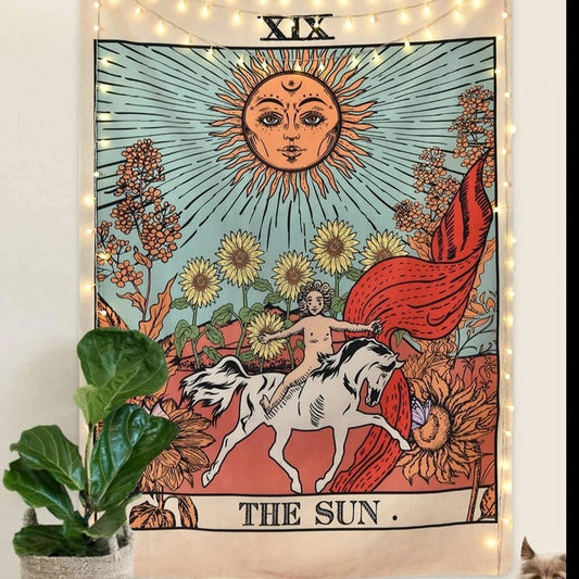 "The Sun" Tarot Gekleurd Wandtapijt