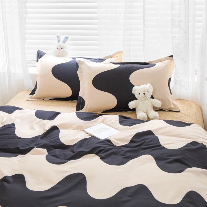 Zwart & Beige Wavy Beddengoedset