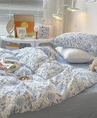 Lichtblauwe Bloemenprint Beddengoedset