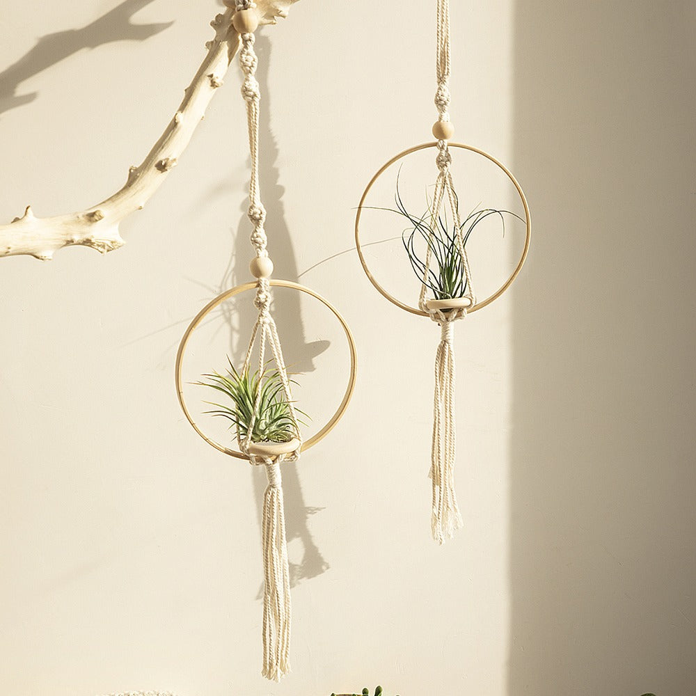 Macramé Houten Cirkel Plantenhanger
