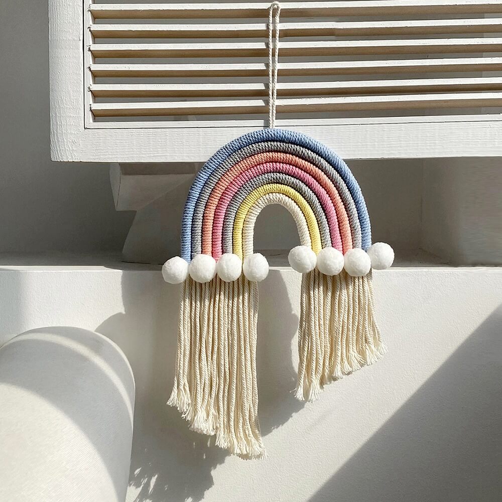 Macramé Regenboog Wanddecoratie