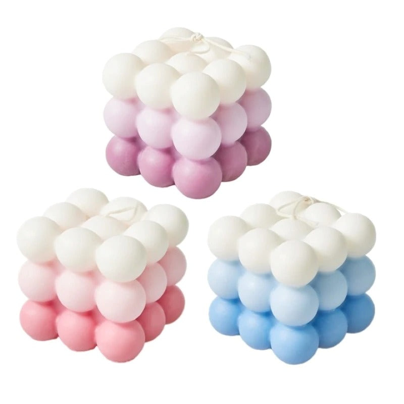 Pastelkleurige Bubbelkubus Geurkaars