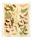 Botanisch Wandtapijt met Vlindersoorten