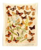 Botanisch Wandtapijt met Vlindersoorten