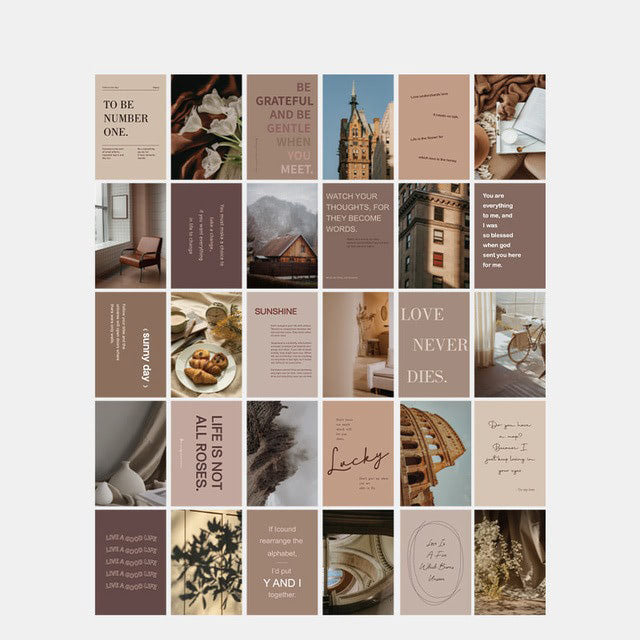 Wandcollage Kaarten met Kleuren en Quotes