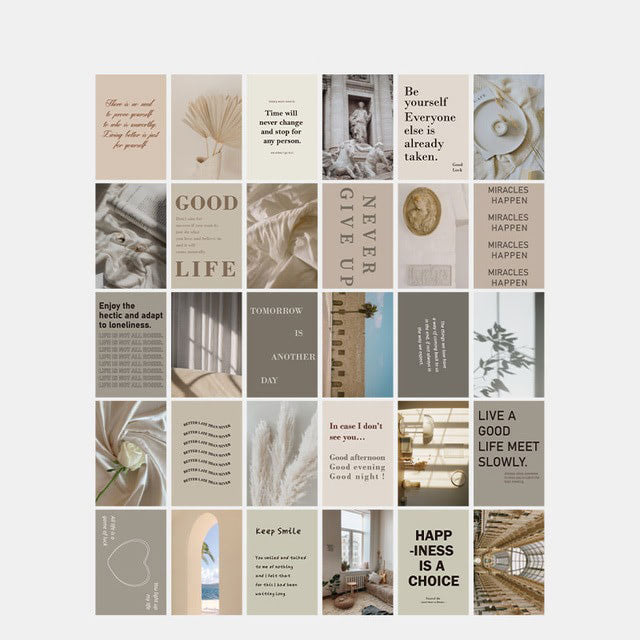 Wandcollage Kaarten met Kleuren en Quotes