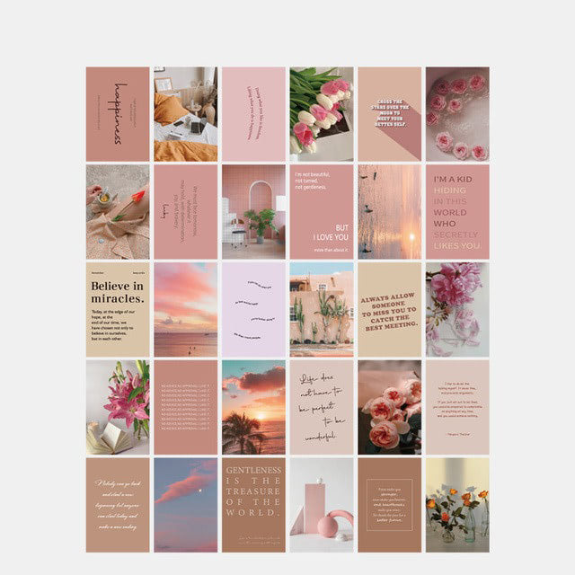 Wandcollage Kaarten met Kleuren en Quotes