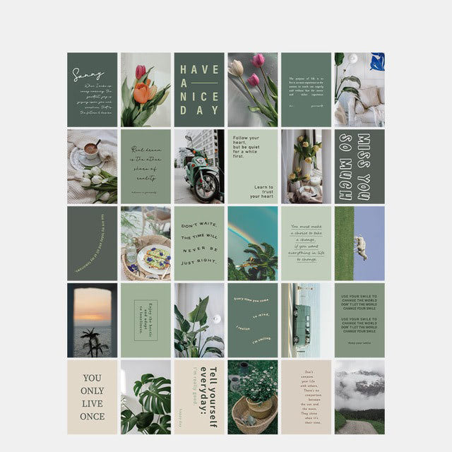Wandcollage Kaarten met Kleuren en Quotes