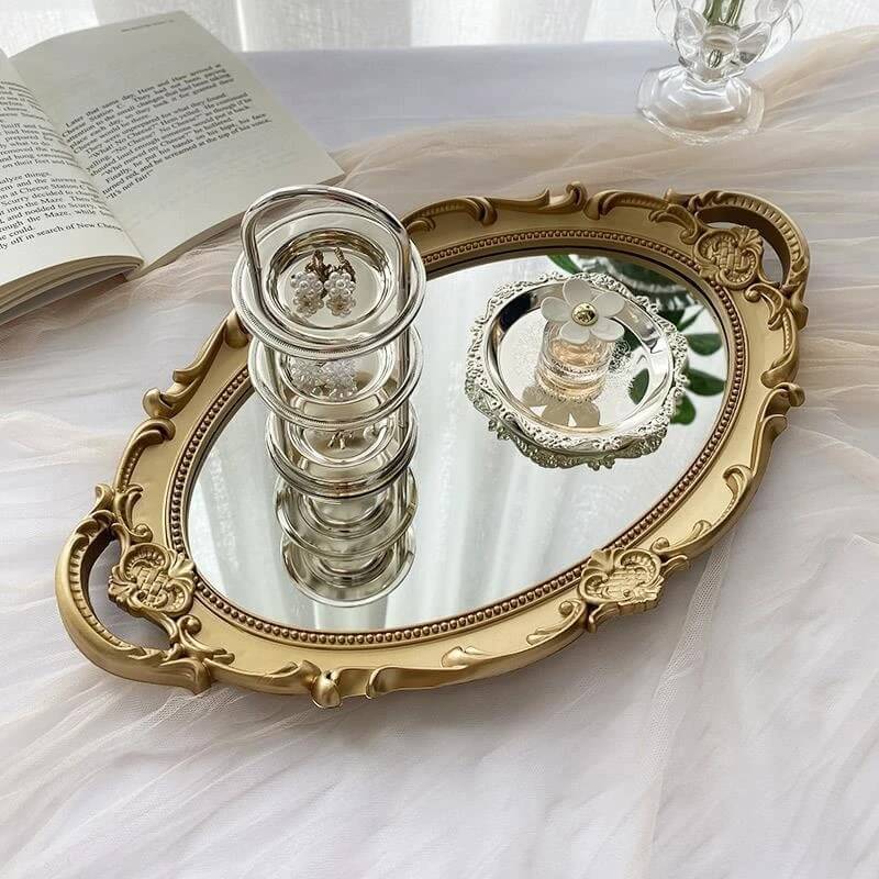Coquette Aesthetic Vintage Ovalen Spiegeltray