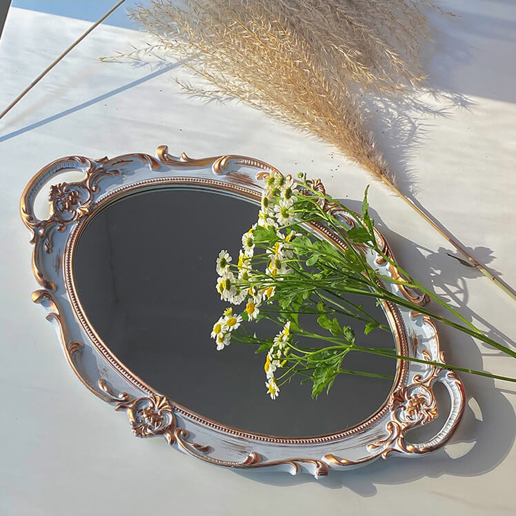Coquette Aesthetic Vintage Ovalen Spiegeltray