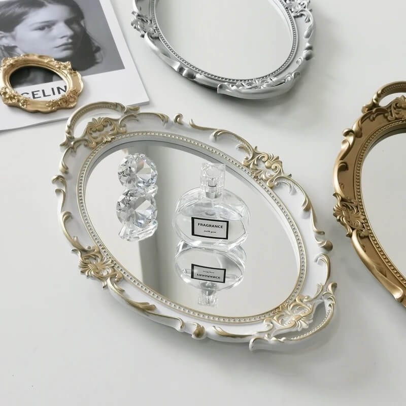 Coquette Aesthetic Vintage Ovalen Spiegeltray