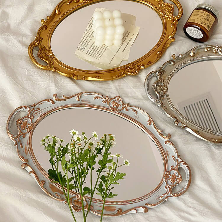 Coquette Aesthetic Vintage Ovalen Spiegeltray