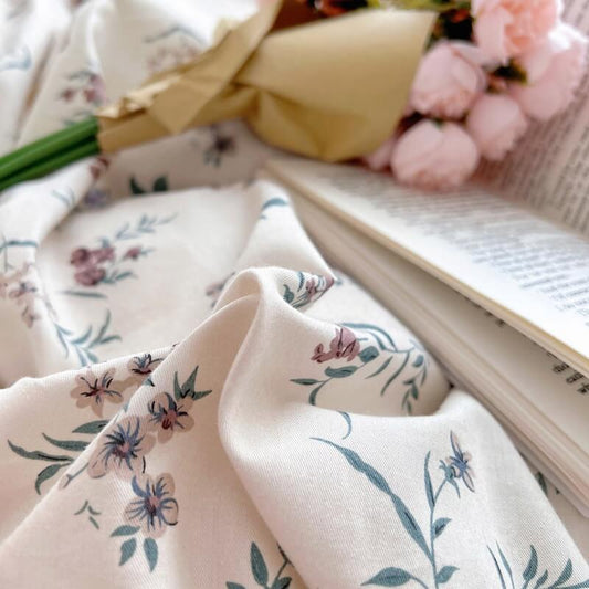 Cottagecore Violet Flowers Cotton Bedding Set