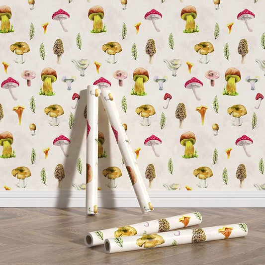Cottagecore Vintage Paddenstoelenprint Behang (Verwijderbaar)