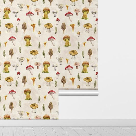 Cottagecore Vintage Paddenstoelenprint Behang (Verwijderbaar)