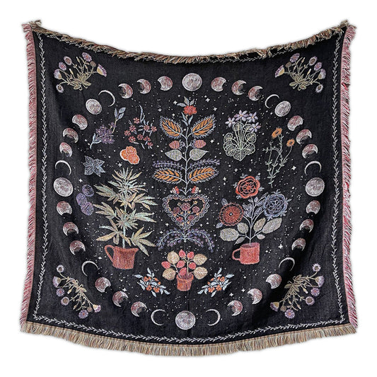 Botanische Maanfasen Gewoven Deken