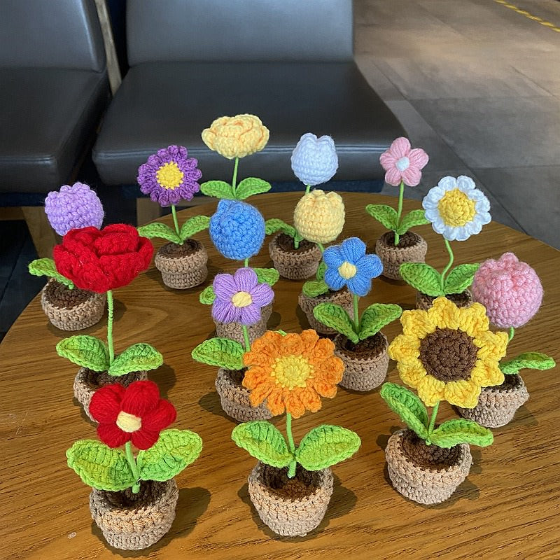 Gehaakte Mini Bloemen in Potjes