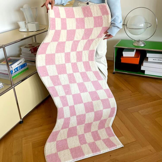 Curvy Pastel Geruit Accent Tapijt