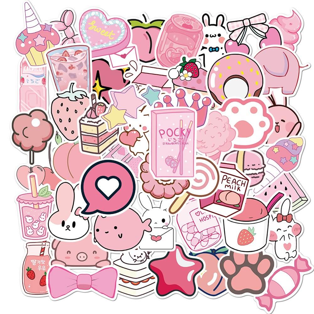 Schattig Pastel Roze Sticker Pack