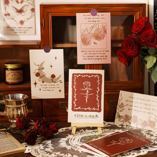 Vintage Rozen Wandcollage Kaarten