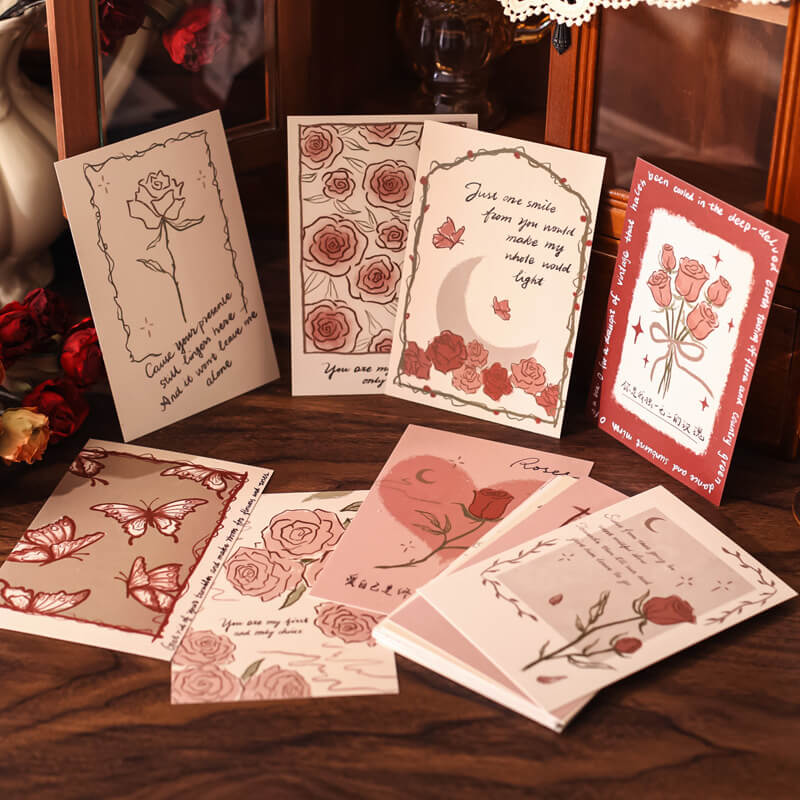 Vintage Rozen Wandcollage Kaarten