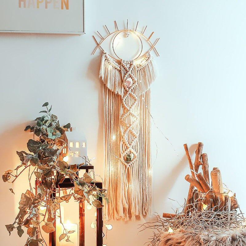 Oogvormige Macramé Wanddecoratie
