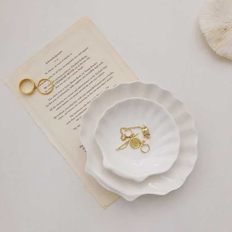 Witte Keramische Schelp Sieradenschaal