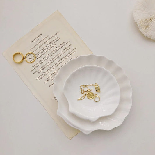 Witte Keramische Schelp Sieradenschaal