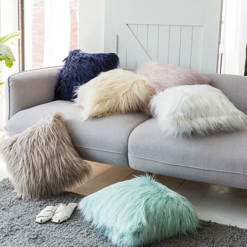 Dusty Faux Fur Kussenhoes