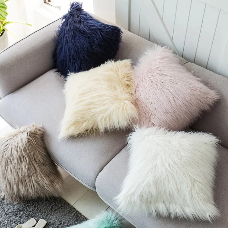 Dusty Faux Fur Kussenhoes