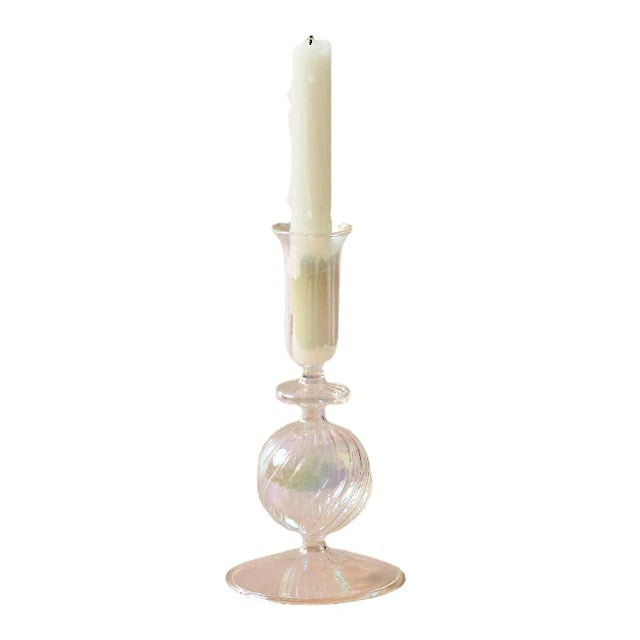 Franse Vintage Glazen Kaarsenhouder