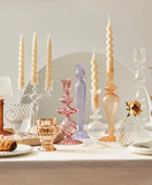 Franse Vintage Glazen Kaarsenhouder