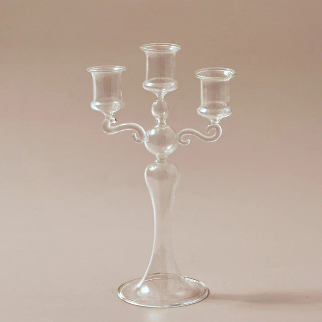 Franse Vintage Glazen Kaarsenhouder
