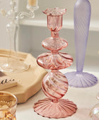 Franse Vintage Glazen Kaarsenhouder