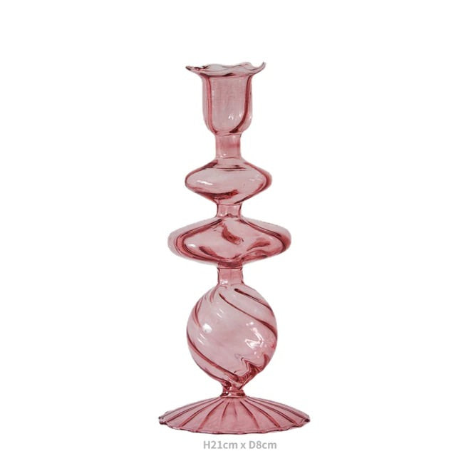 Franse Vintage Glazen Kaarsenhouder