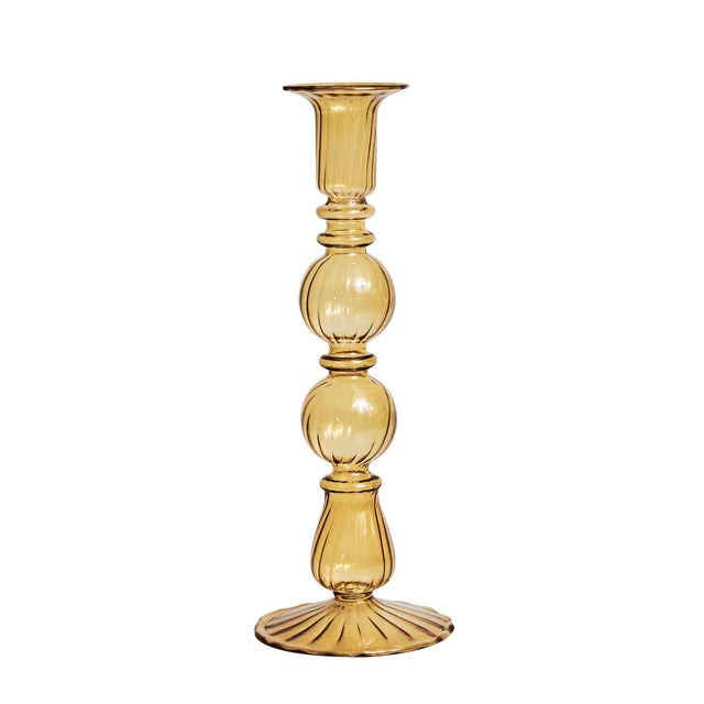 Franse Vintage Glazen Kaarsenhouder