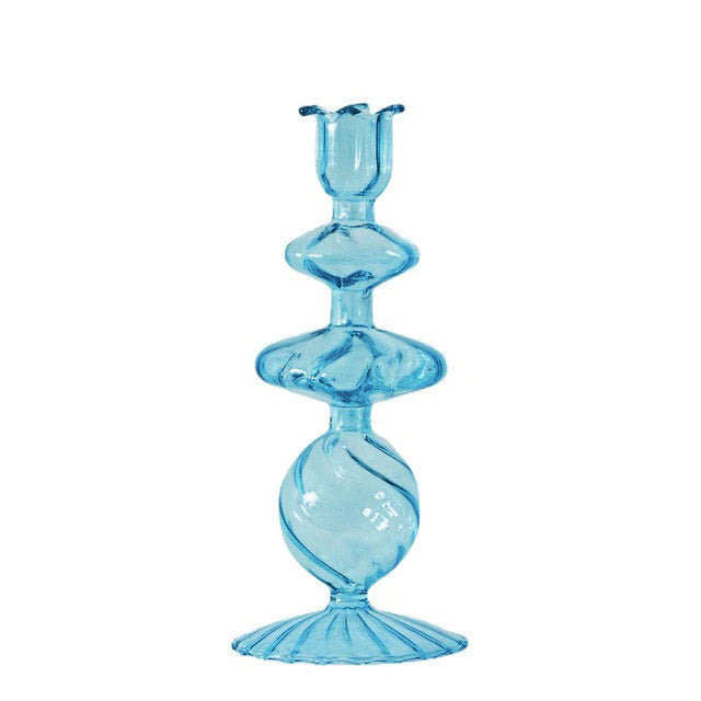 Franse Vintage Glazen Kaarsenhouder