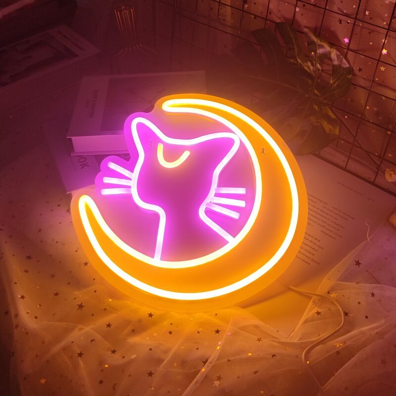 Kawaii Maan Kat Neonbord