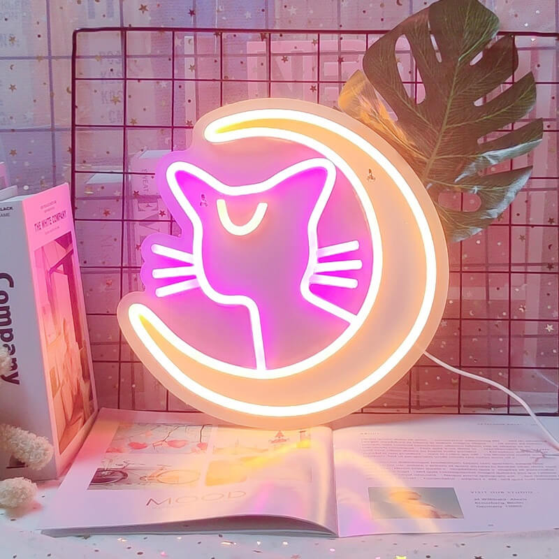 Kawaii Maan Kat Neonbord