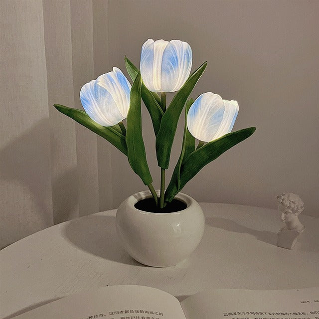 LED Nachtlampje in Mini Pot met Tulpen