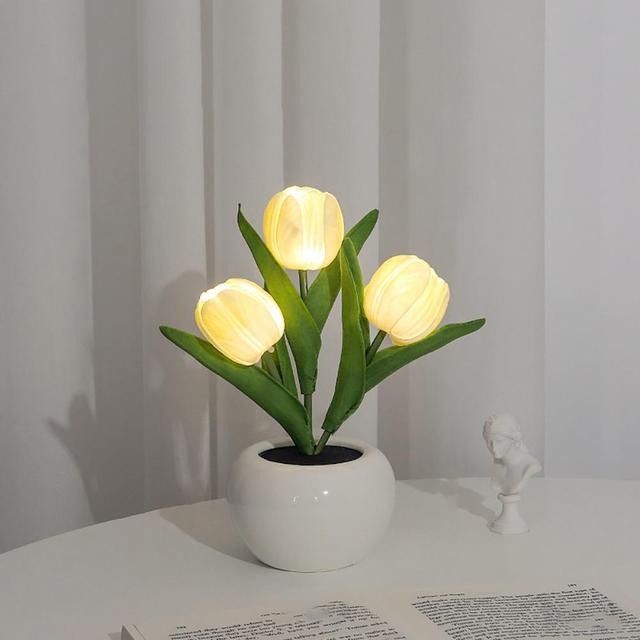 LED Nachtlampje in Mini Pot met Tulpen