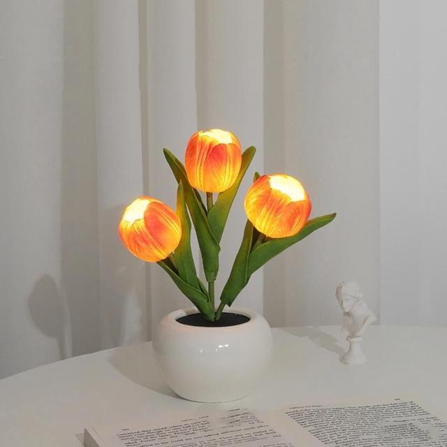 LED Nachtlampje in Mini Pot met Tulpen