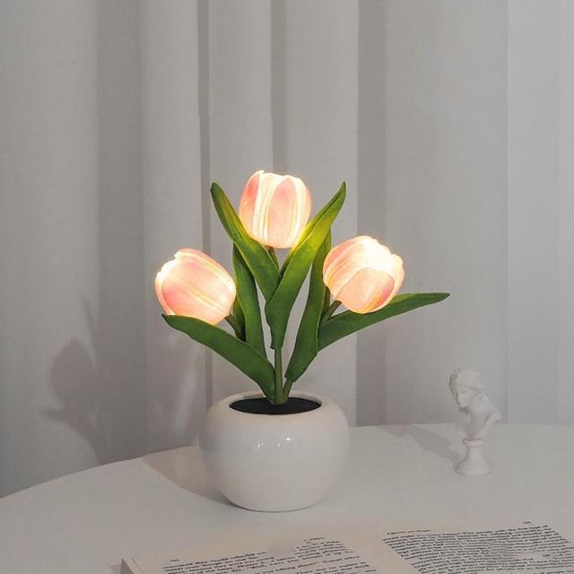 LED Nachtlampje in Mini Pot met Tulpen